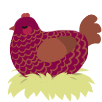 A maroon and russet chicken with a lace pattern