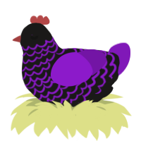 A sable and violet chicken with a lace pattern