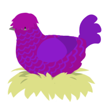 A plum and violet chicken with a lace pattern