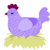 A lilac chicken with a lace pattern