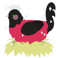 A crimson and sable chicken with a head pattern