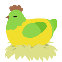 Parakeet jr, a yellow and grass chicken with a head pattern