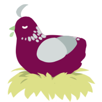 A wine and silver chicken with a neck-speckle pattern