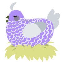 Ceres, a lilac and mist chicken with a lace pattern