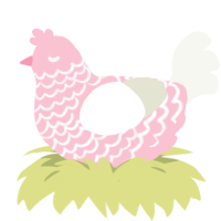 A rose and white chicken with a lace pattern