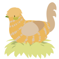 A honey and beige chicken with a bar pattern