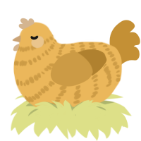 A honey and gold chicken with a bar pattern