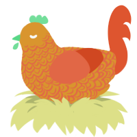 A orange and vermilion chicken with a double-lace pattern