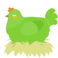 A grass chicken with a head pattern