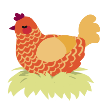 A vermilion and honey chicken with a lace pattern