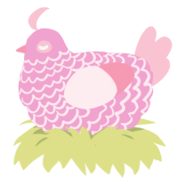 A pink and rose chicken with a lace pattern