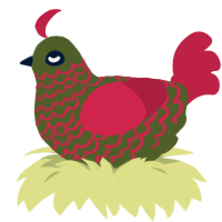 A olive and crimson chicken with a lace pattern