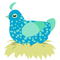 A cerulean and mint chicken with a speckle pattern