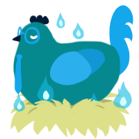 Allegro, a teal and sky chicken