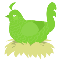 A grass chicken with a lace pattern