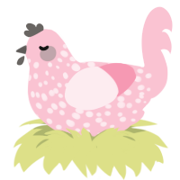 A rose chicken with a speckle pattern