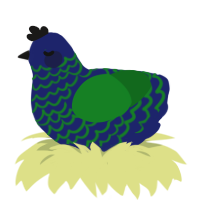 A navy and leaf chicken with a lace pattern