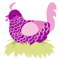 A plum and pink chicken with a lace pattern