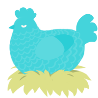 A aqua chicken with a lace pattern
