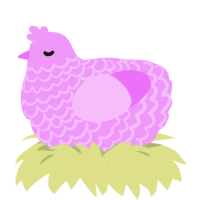 A lavender chicken with a lace pattern