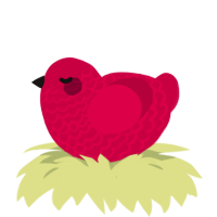 A maroon chicken with a lace pattern