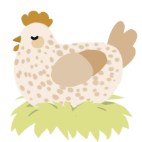 A cream and beige chicken with a speckle pattern