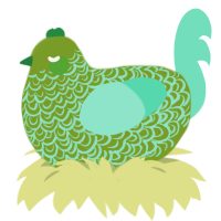 A chartreuse and mint chicken with a double-lace pattern