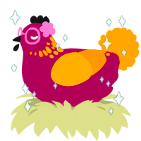 A wine and orange chicken with a neck-speckle pattern