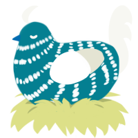 Sweetener, a sea and white chicken with a bar pattern