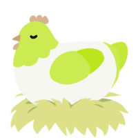 A white and lime chicken with a head pattern
