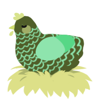 A olive and spring chicken with a lace pattern