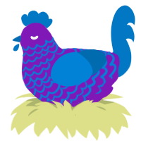 A violet and sapphire chicken with a lace pattern