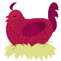 A crimson and maroon chicken with a double-lace pattern