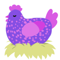 (unnamed), a blurple and orchid chicken with a speckle pattern