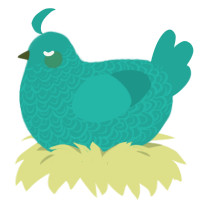 A turquoise chicken with a double-lace pattern