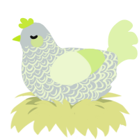 Cantaloupe, a silver and apple chicken with a double-lace pattern