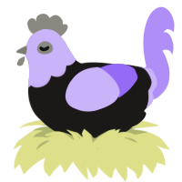 A sable and lilac chicken with a head pattern