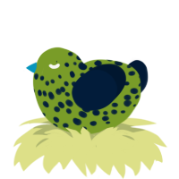 A chartreuse and tumblr chicken with a speckle pattern
