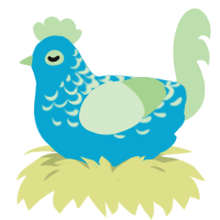 A cerulean and gluppy chicken with a half-lace pattern