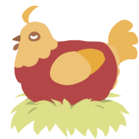 A red and honey chicken with a head pattern