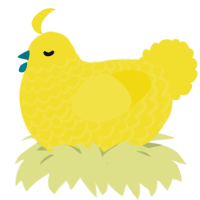 A yellow chicken with a lace pattern