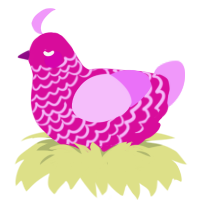 A fuchsia and lavender chicken with a lace pattern