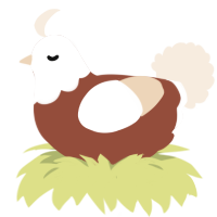 A russet and cream chicken with a head pattern