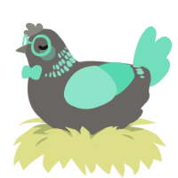 FREAK, a grey and mint chicken with a neck-band pattern