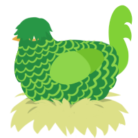 friecking clovere, a viridian and grass chicken with a lace pattern