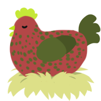 (unnamed), a red and olive chicken with a speckle pattern