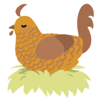 A orange and brown chicken with a lace pattern