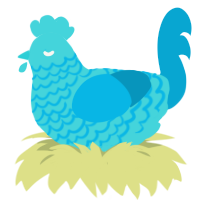 A aqua and cerulean chicken with a lace pattern