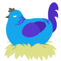 A sky and indigo chicken with a neck-band pattern