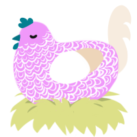 A lavender and cream chicken with a double-lace pattern